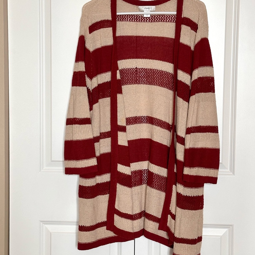Striped Open-Front Cardigan Sweater